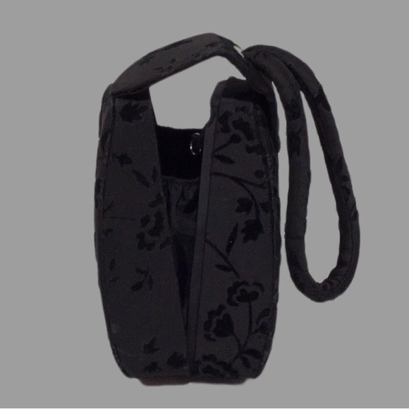 Kf Ltd. Black Velour Flocked Evening Bag w/Loop Handle & Braided Crossbody Strap - Picture 7 of 10